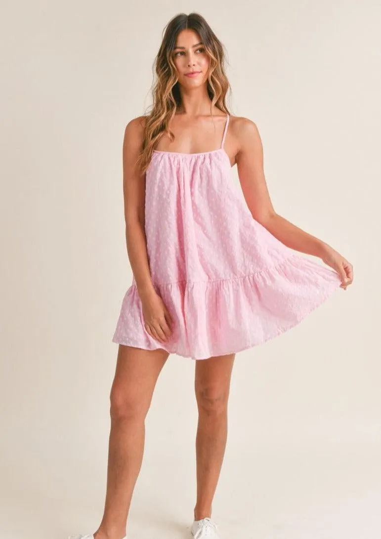Embroidered Mini Dress Lily in Pink