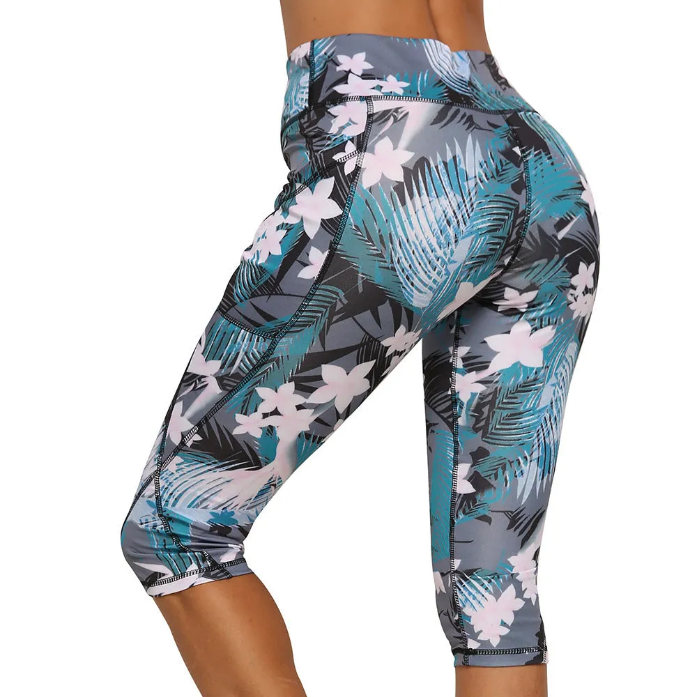 Floral Print Pocket Yoga Women's Camouflage Leggings For Women