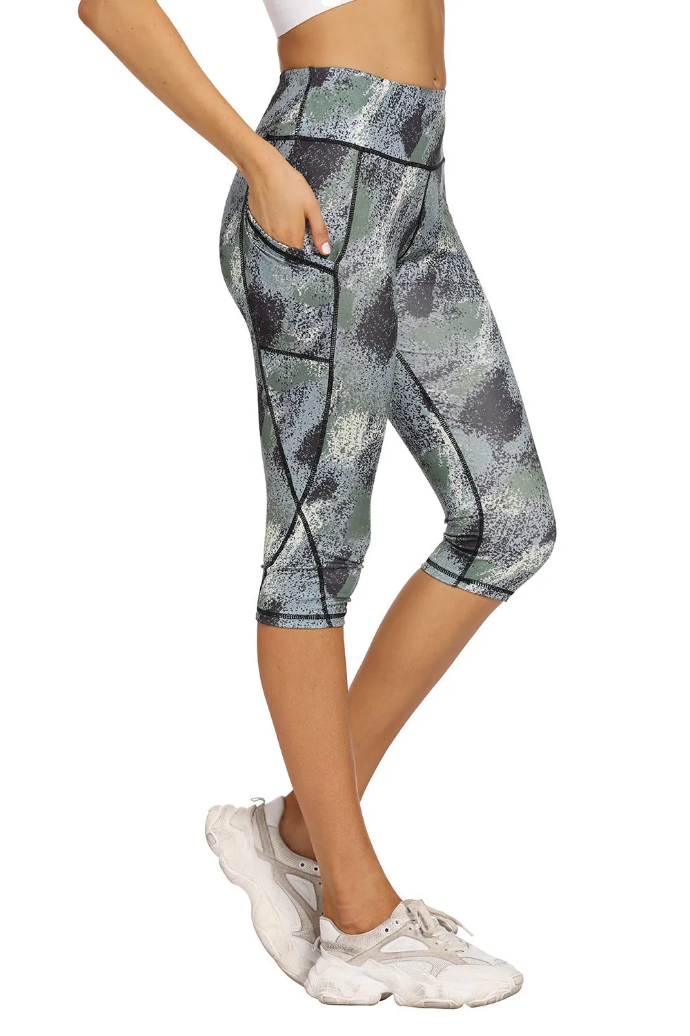 Floral Print Pocket Yoga Women's Camouflage Leggings For Women
