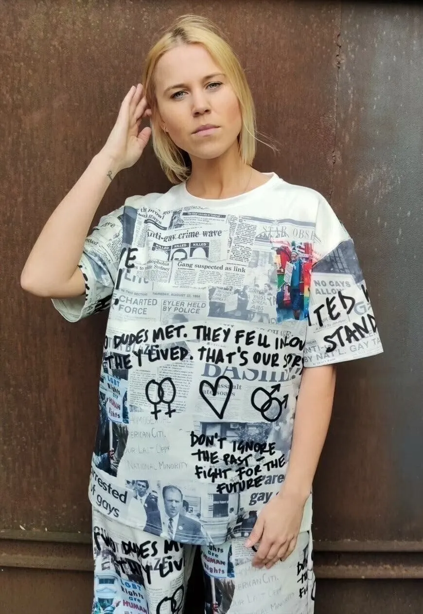 Gay t-shirt LGBT graffiti tee love is love pride top white