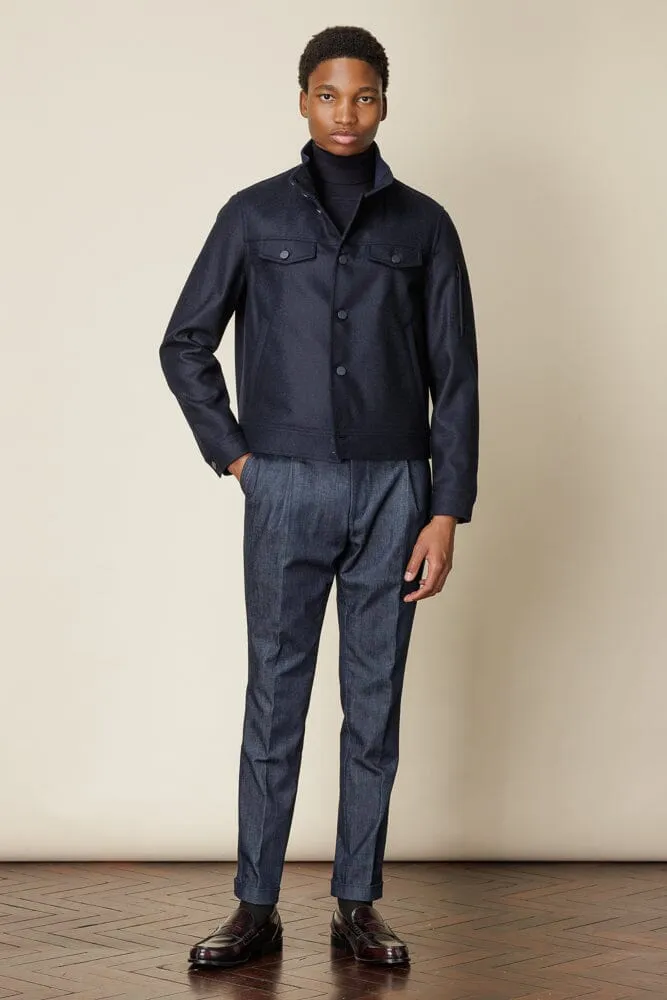Harrington Jacket - Navy Wool Coating