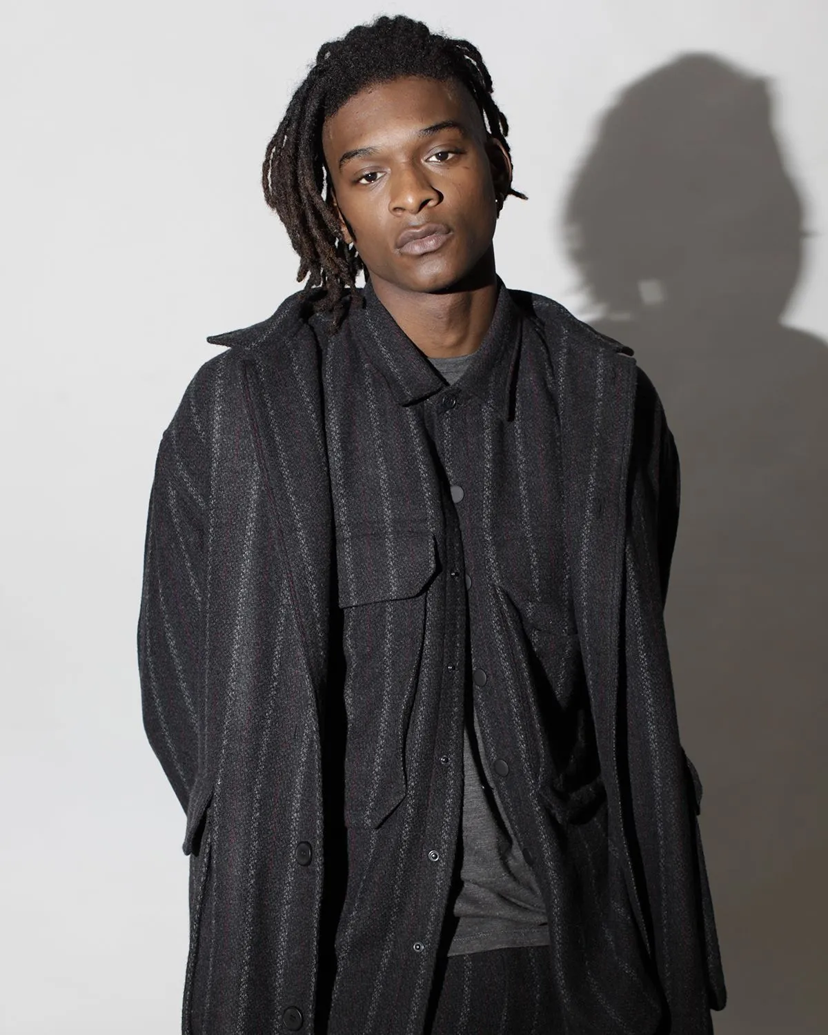 Honore Chalk Stripe Woven Overcoat (FINAL SALE)