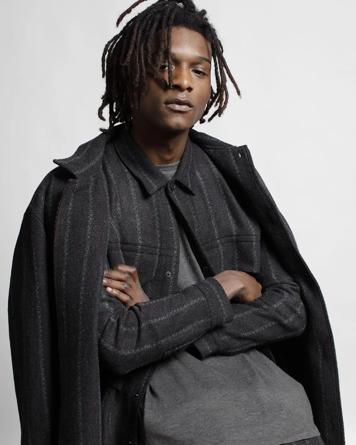 Honore Chalk Stripe Woven Overcoat (FINAL SALE)