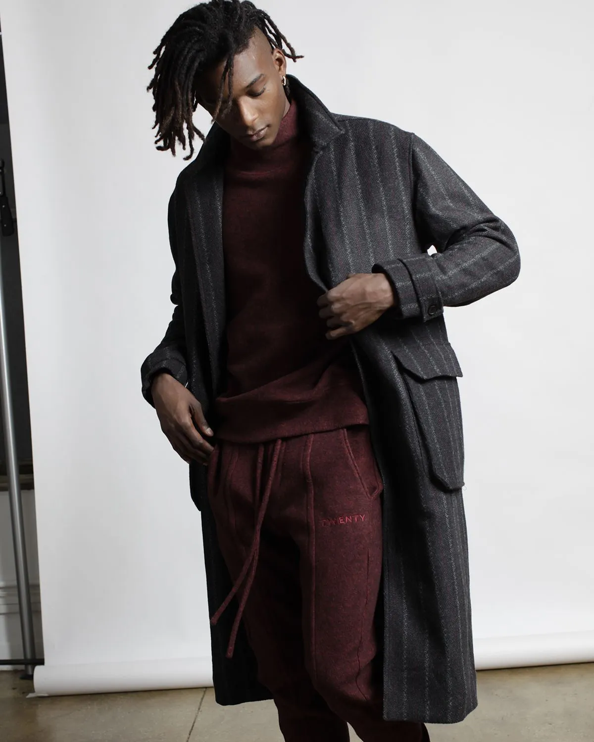 Honore Chalk Stripe Woven Overcoat (FINAL SALE)