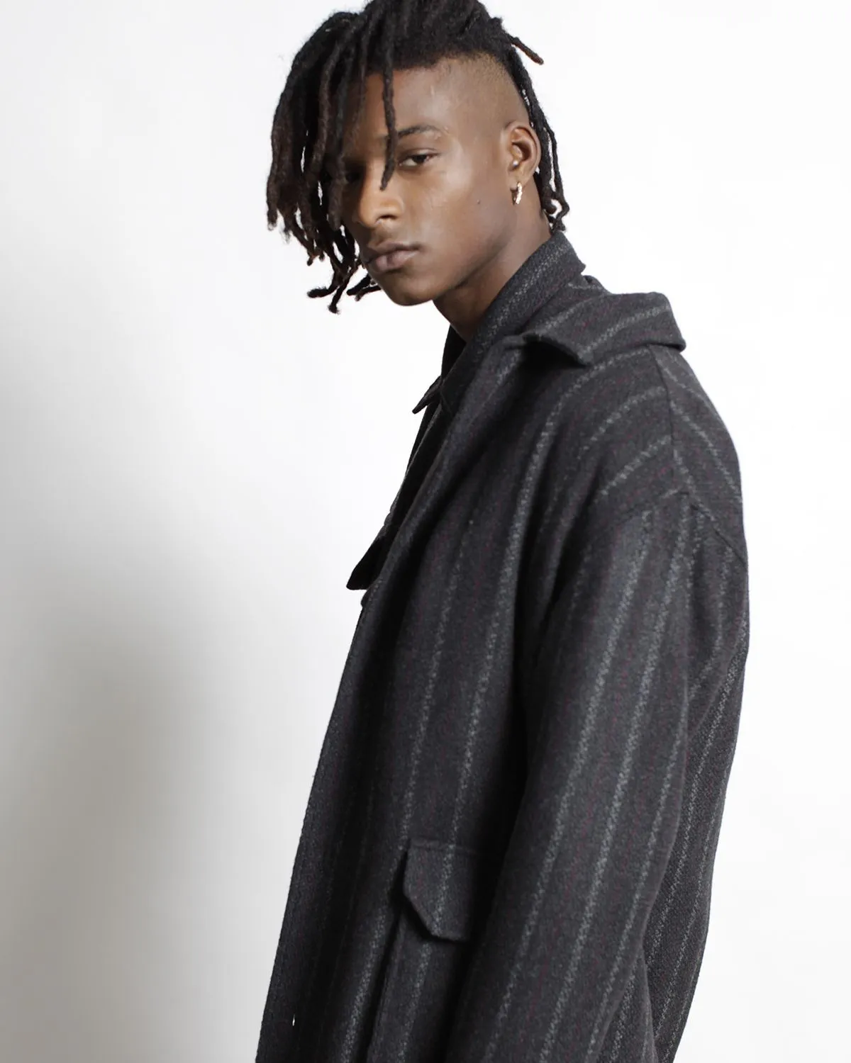 Honore Chalk Stripe Woven Overcoat (FINAL SALE)