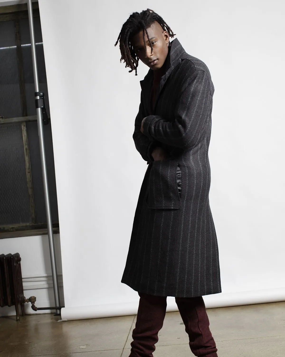 Honore Chalk Stripe Woven Overcoat (FINAL SALE)