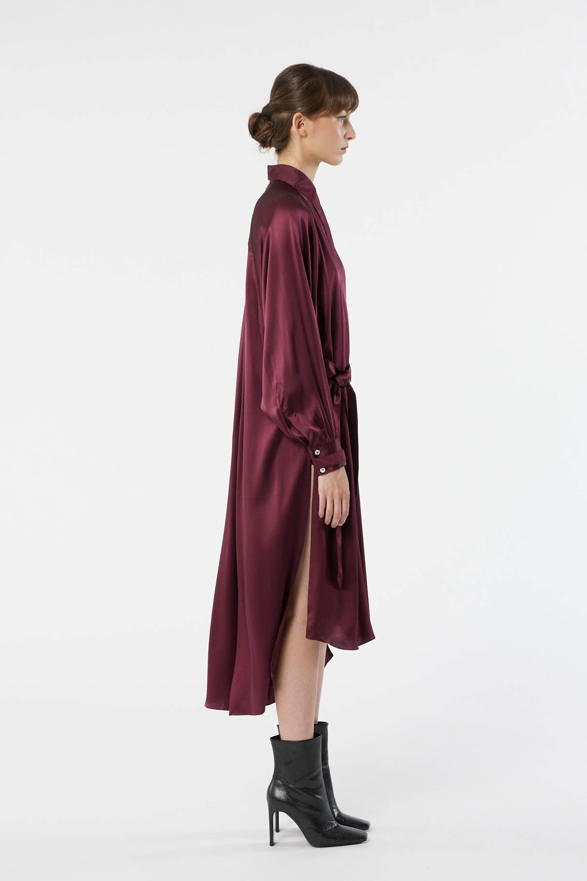 LAND plum - silk fluid dress