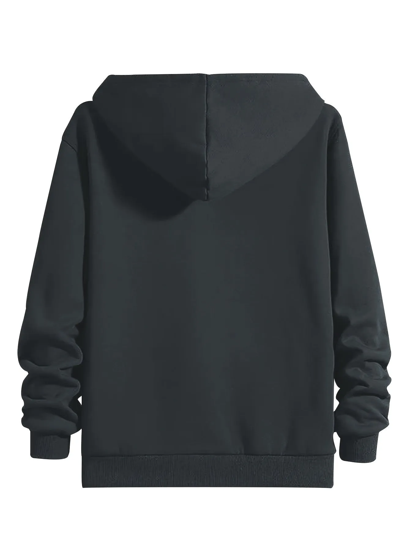 Men's Casual Fleece-Lined Hooded Jacket - Solid Color, Zip-Up with Pockets for Fall/Winter, PLUS SIZE