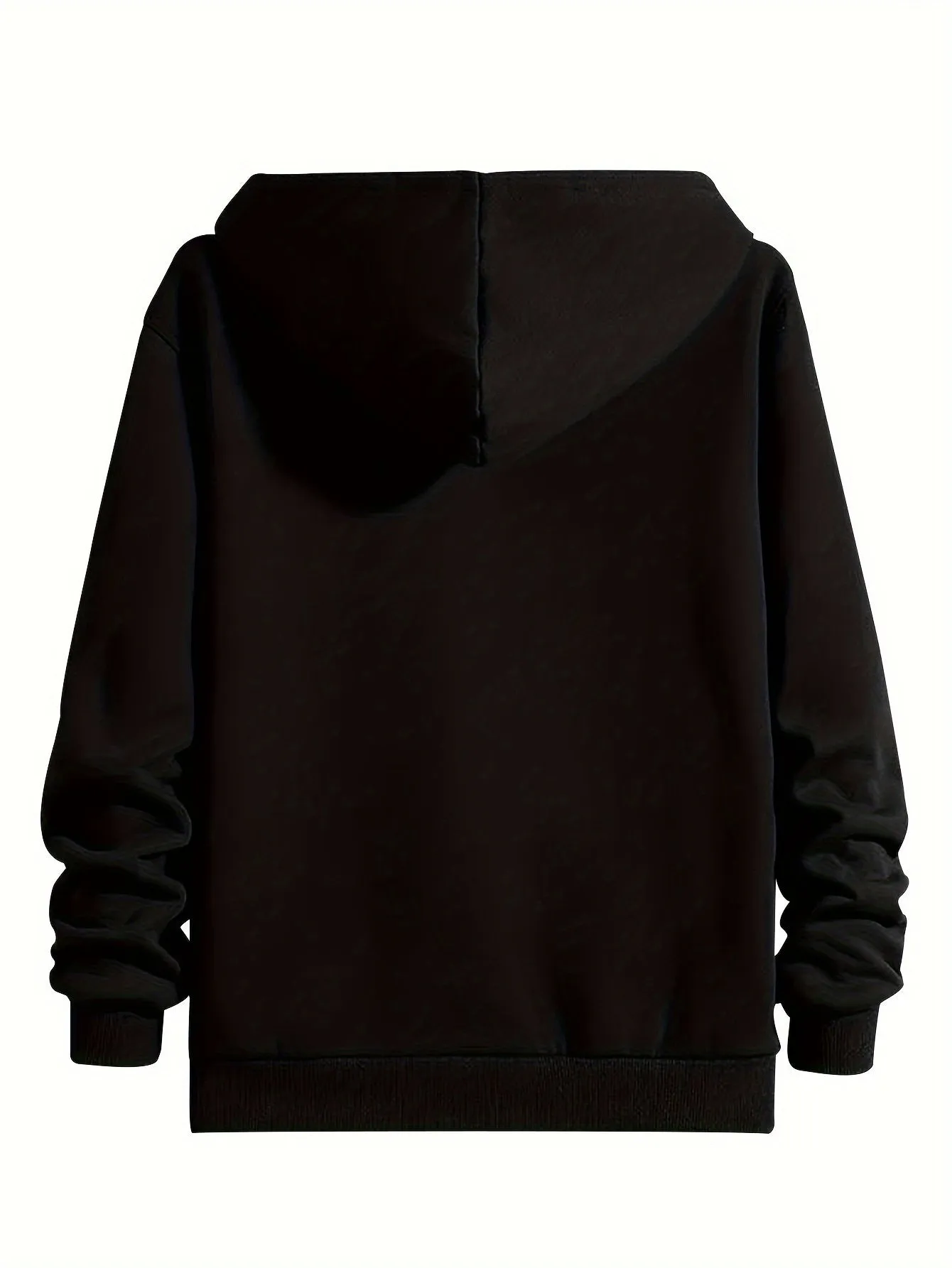 Men's Casual Fleece-Lined Hooded Jacket - Solid Color, Zip-Up with Pockets for Fall/Winter, PLUS SIZE