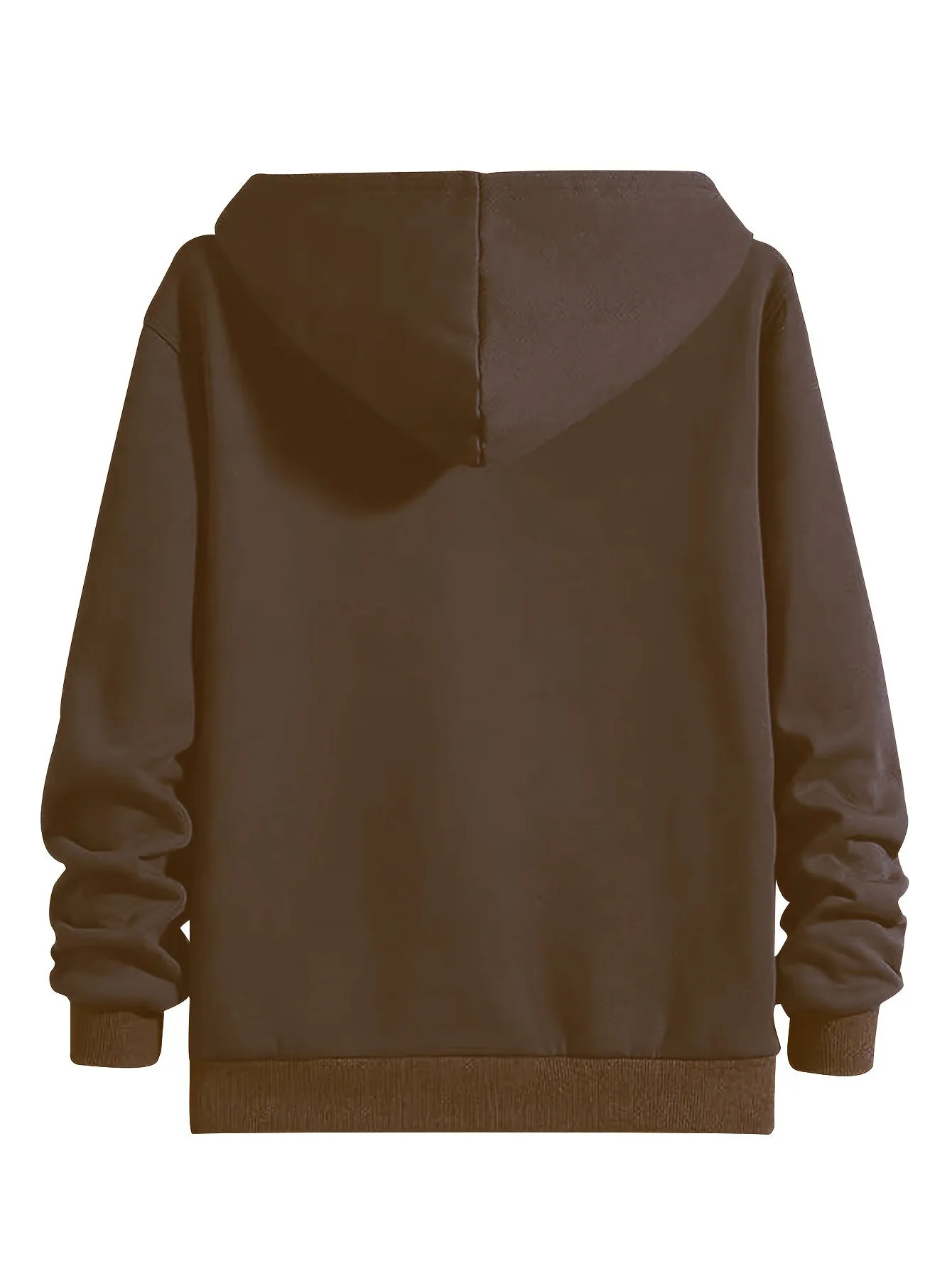 Men's Casual Fleece-Lined Hooded Jacket - Solid Color, Zip-Up with Pockets for Fall/Winter, PLUS SIZE