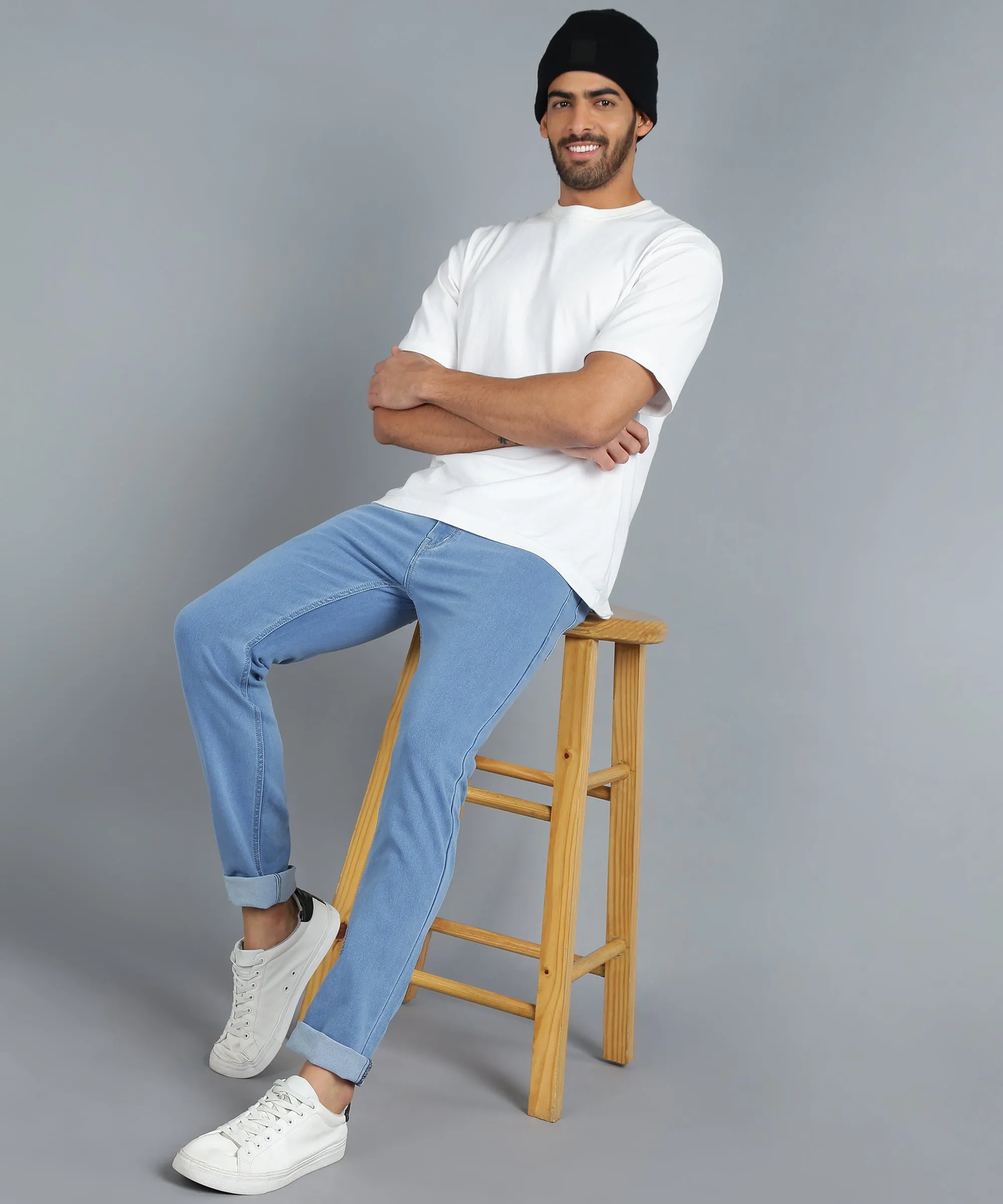 Men's Light Blue Slim Fit Jeans Stretchable