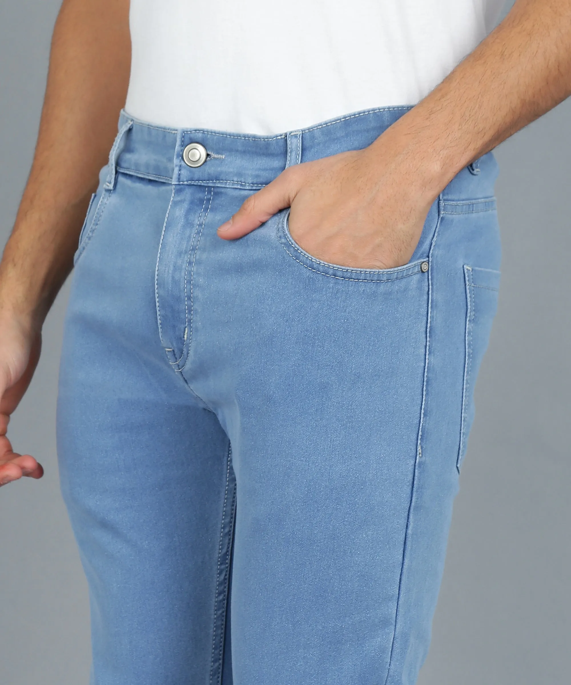 Men's Light Blue Slim Fit Jeans Stretchable