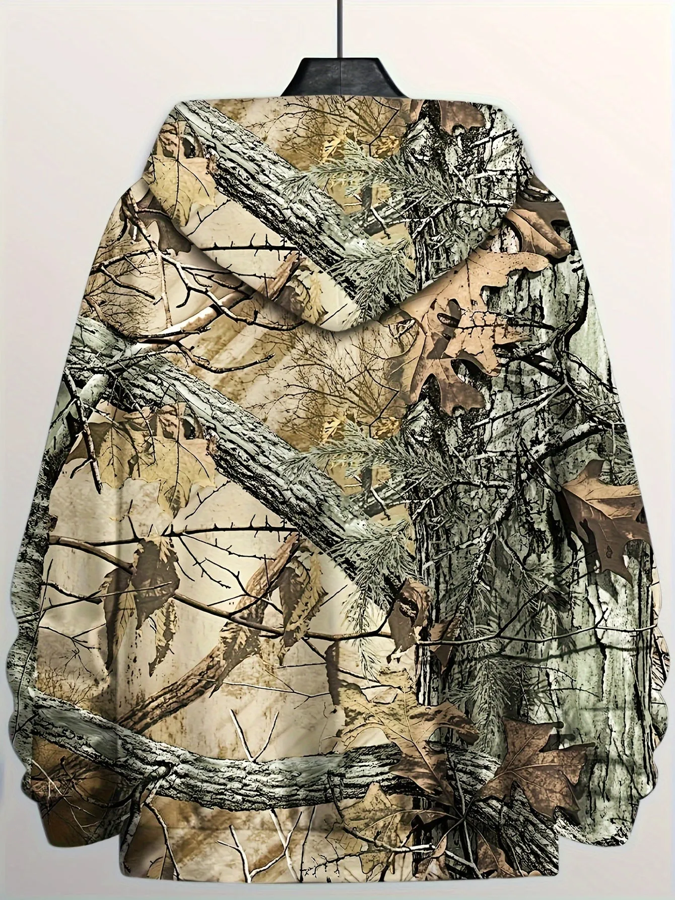 Men's Lightweight Hooded Jacket - Casual Zip-Up with Unique Print, Perfect for Spring & Fall, PLUS SIZE