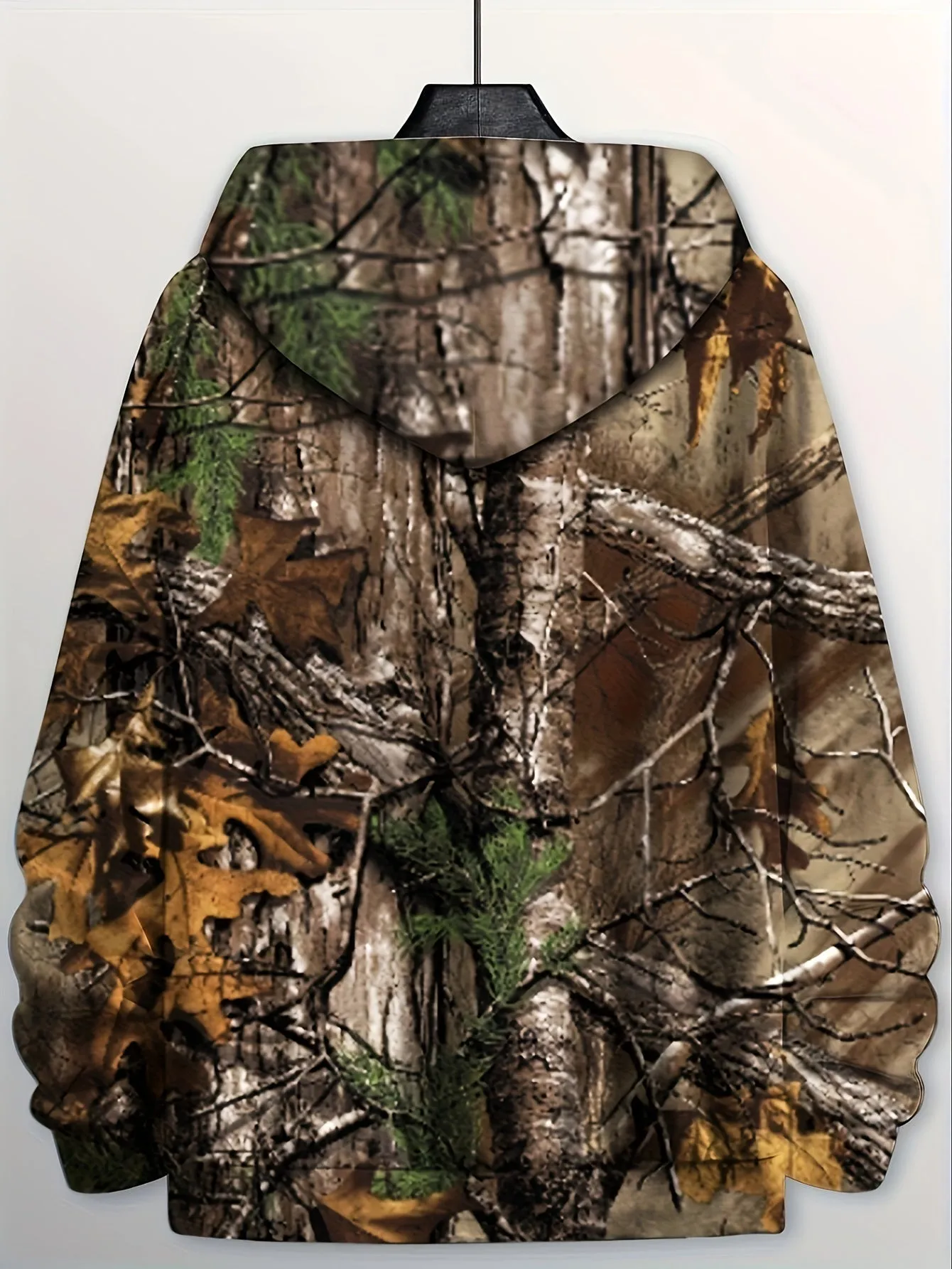 Men's Lightweight Hooded Jacket - Casual Zip-Up with Unique Print, Perfect for Spring & Fall, PLUS SIZE