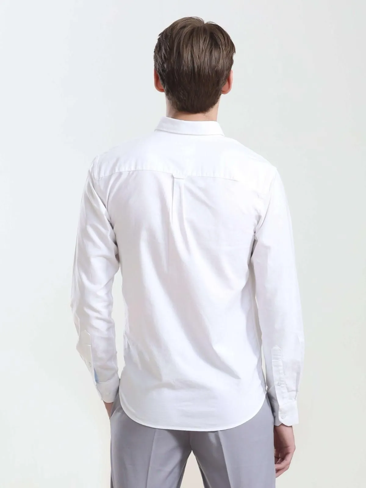 Men's Luxury White Cotton Shirt with Anti-Stain and Anti-Odor Features