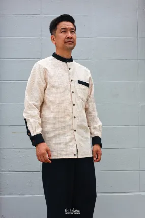 Mens *NEW* Relaxed-fit Mandarin Collar Longsleeve Shirt