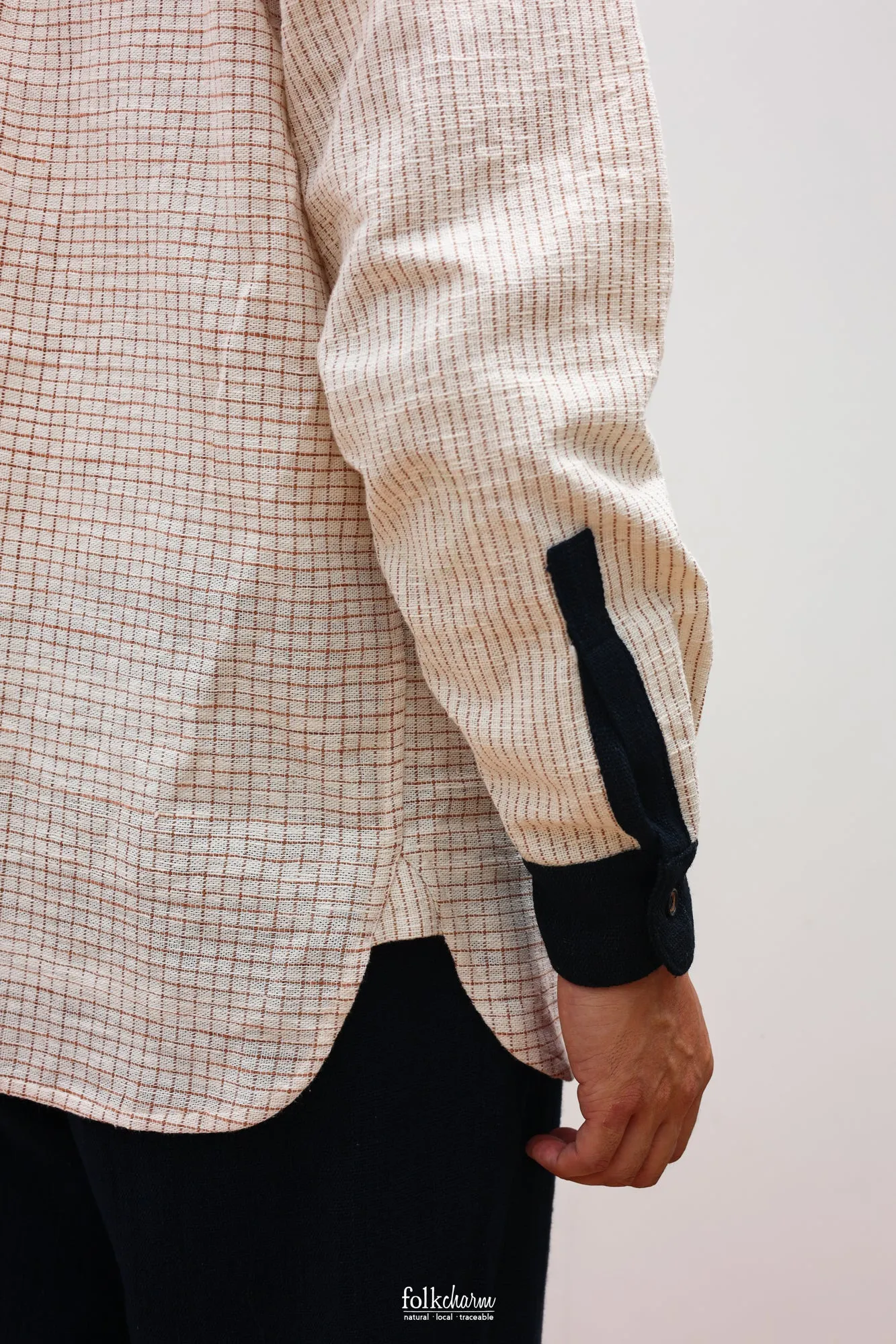 Mens *NEW* Relaxed-fit Mandarin Collar Longsleeve Shirt
