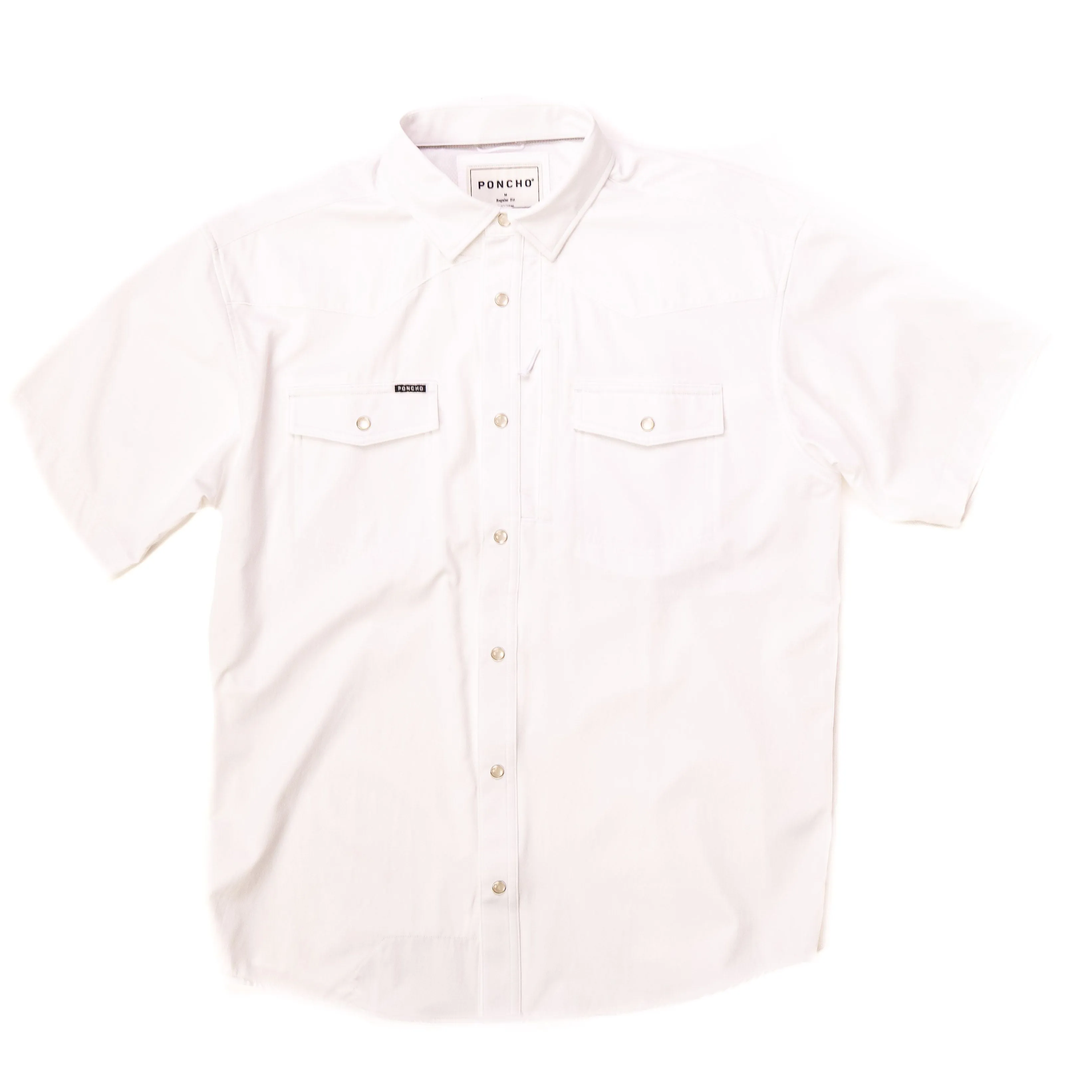 Men's Poncho White Pearl Snap Shirt Delrio-Wht