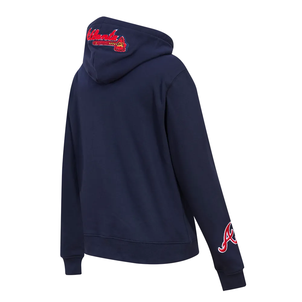 MLB ATLANTA BRAVES CLASSIC WOMEN'S PO HOODIE (MIDNIGHT NAVY)