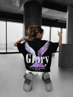 Oversize Glory T-shirt - Black and Lila