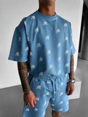 Oversize Initial T-shirt - Blue