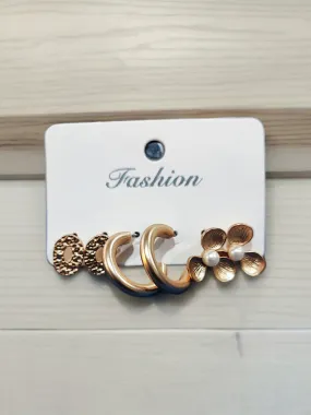 Pearlfect Triple Earrings Combo