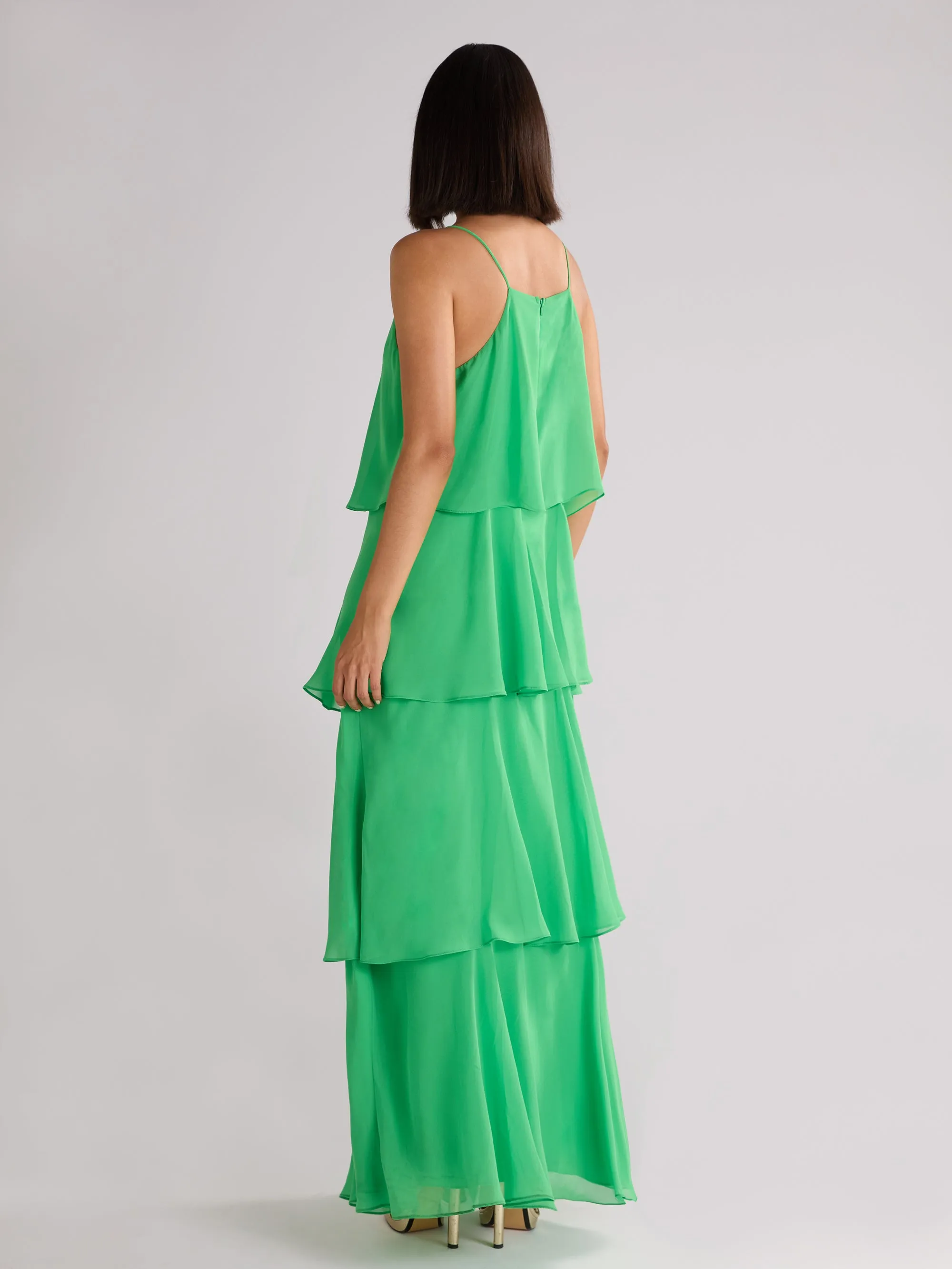 Petite Savannah Green Chiffon Tiered Maxi Dress