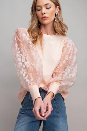 Plus Size Organza Sleeve Knit Top