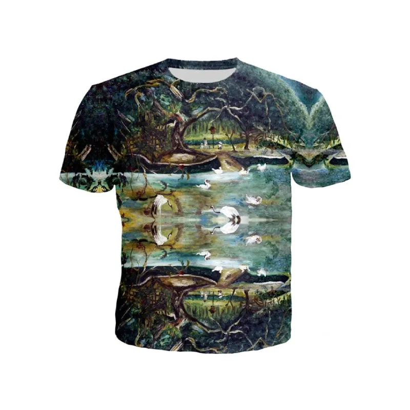 Printed Round Neck  Short Sleeve T Shirt