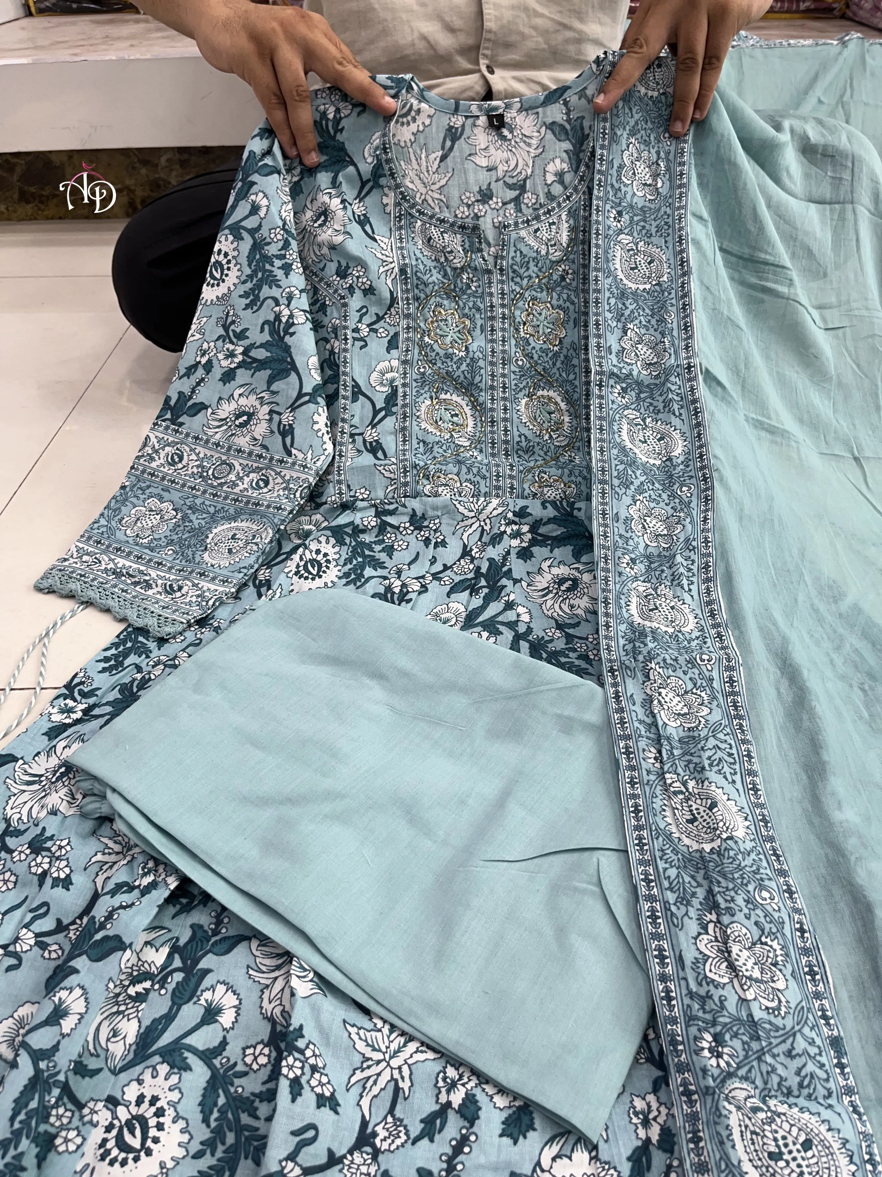 Sky Blue Anarkali Kurta Set With Dupatta