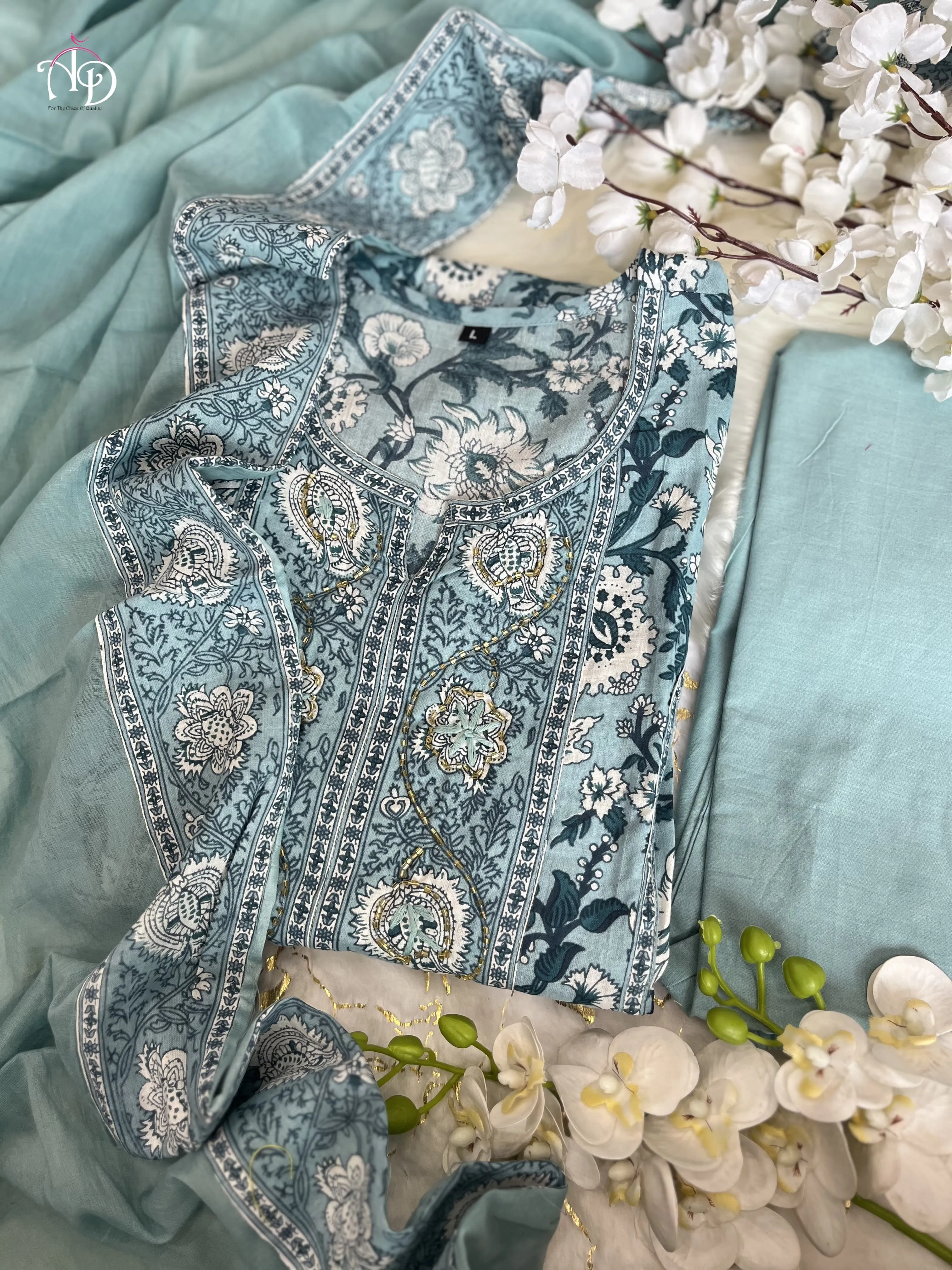 Sky Blue Anarkali Kurta Set With Dupatta
