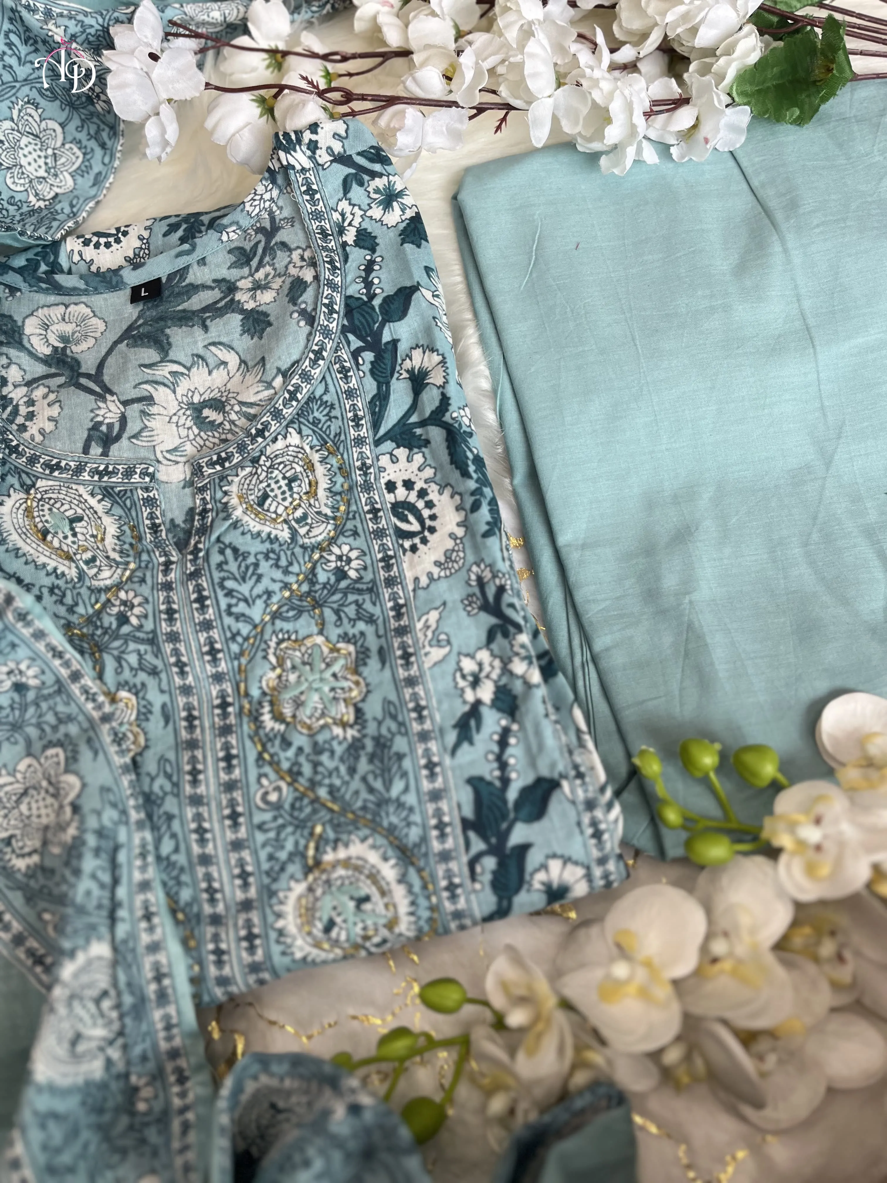 Sky Blue Anarkali Kurta Set With Dupatta