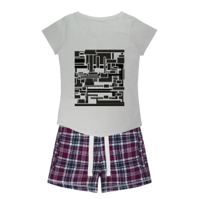 the play between black and white Girls Sleepy Tee and Flannel Shorts