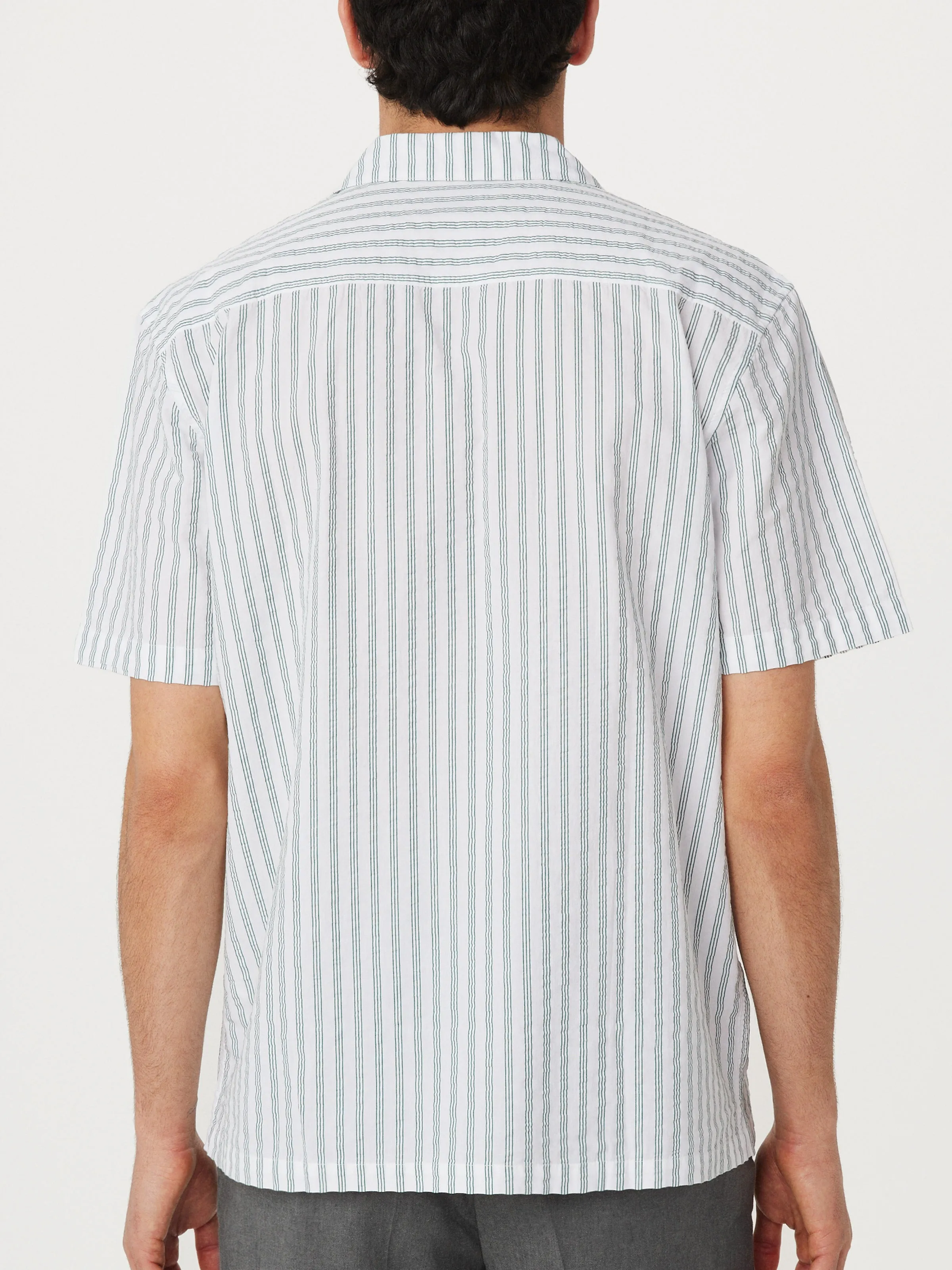 The Seersucker Camp Collar Shirt in Evergreen