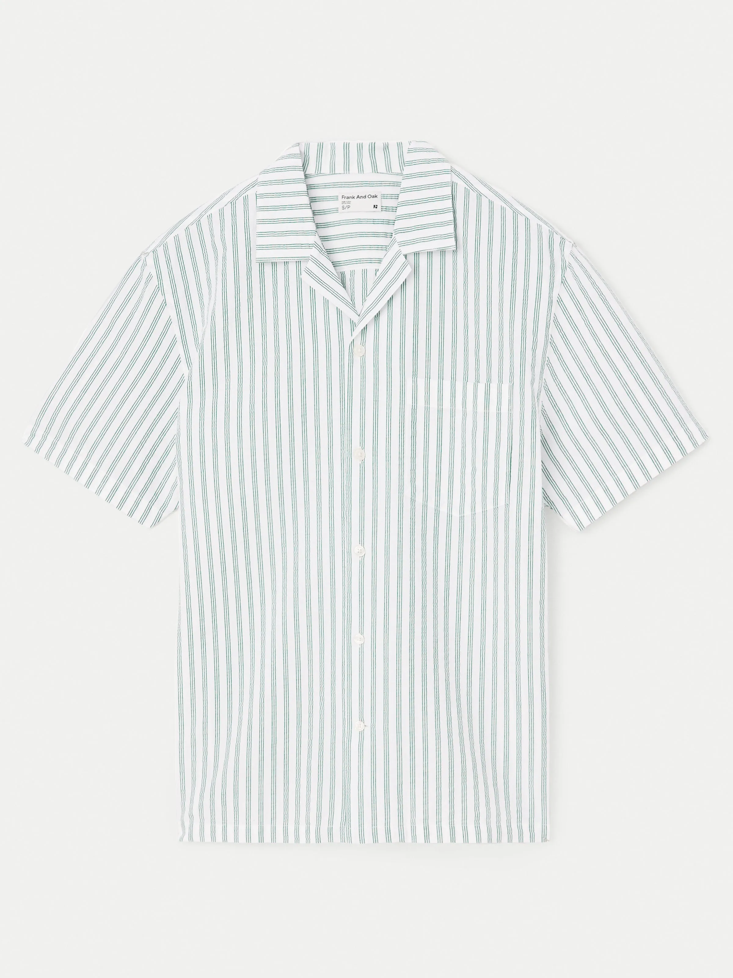 The Seersucker Camp Collar Shirt in Evergreen