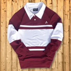 Winter Full Sleeve Collar T-Shirt Maroon & White 2-Stripes