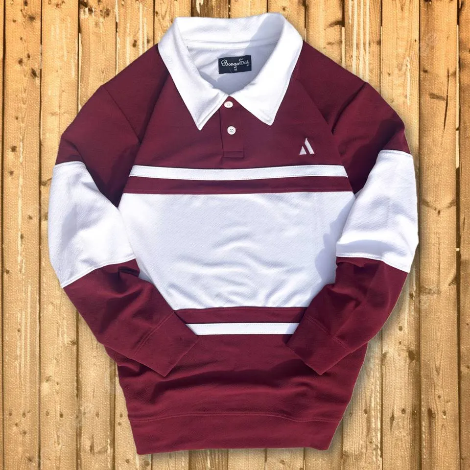 Winter Full Sleeve Collar T-Shirt Maroon & White 2-Stripes