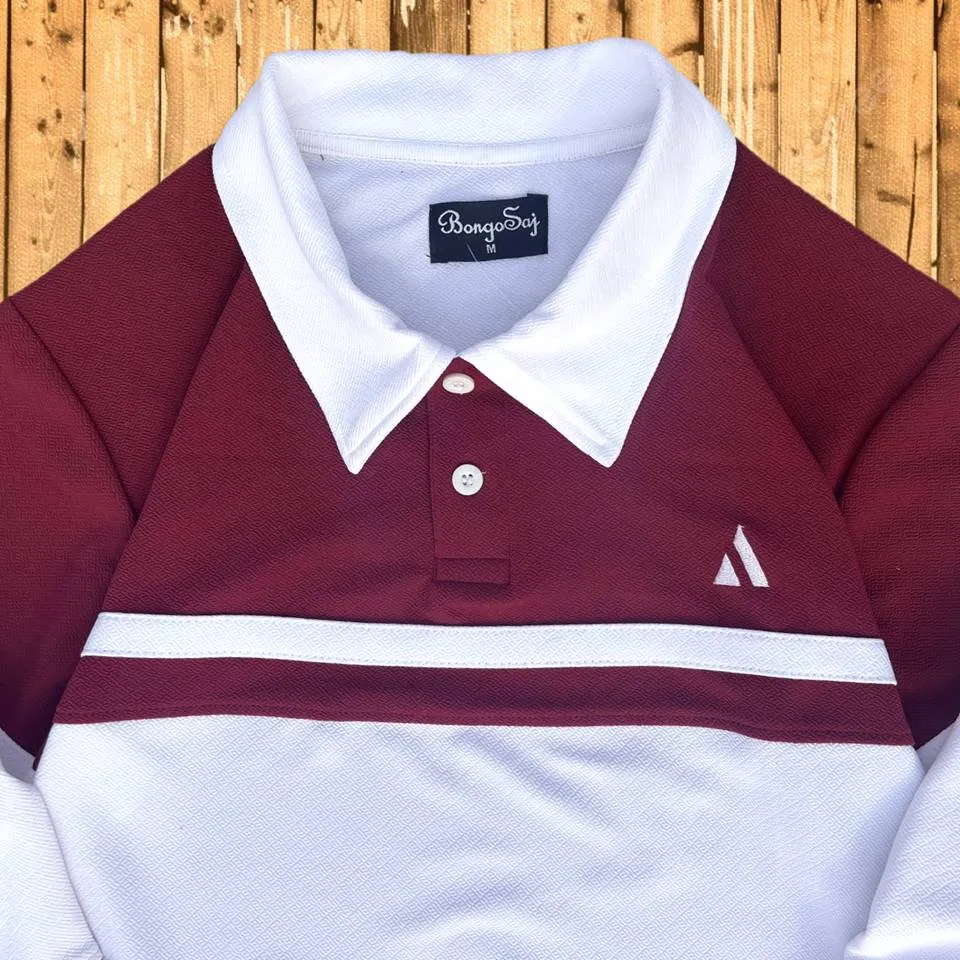 Winter Full Sleeve Collar T-Shirt Maroon & White 2-Stripes