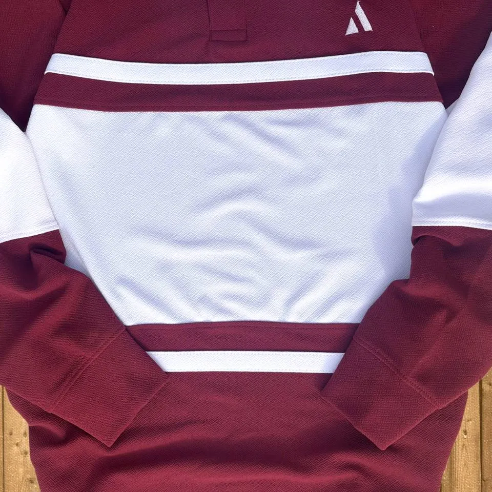 Winter Full Sleeve Collar T-Shirt Maroon & White 2-Stripes