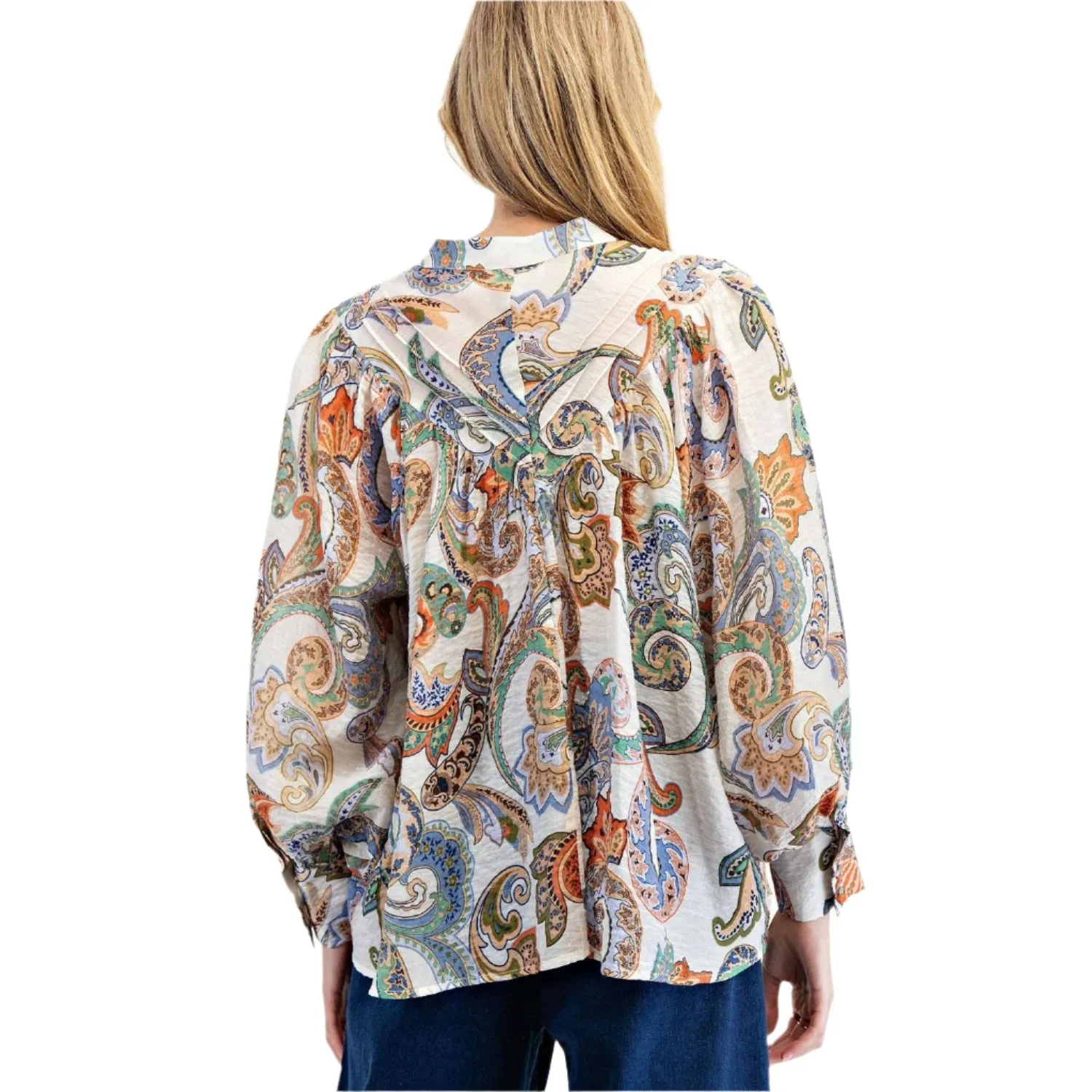 Women's ee:some Ivory Paisley Print Long Sleeve Top TK14027