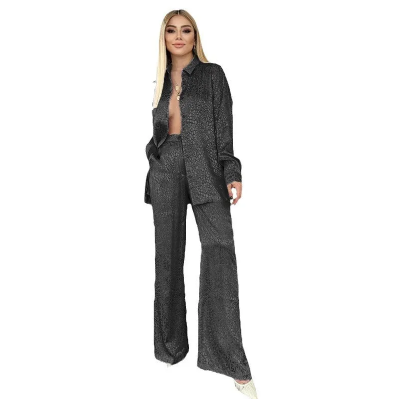 Women's Leopard Print Two Piece Suit