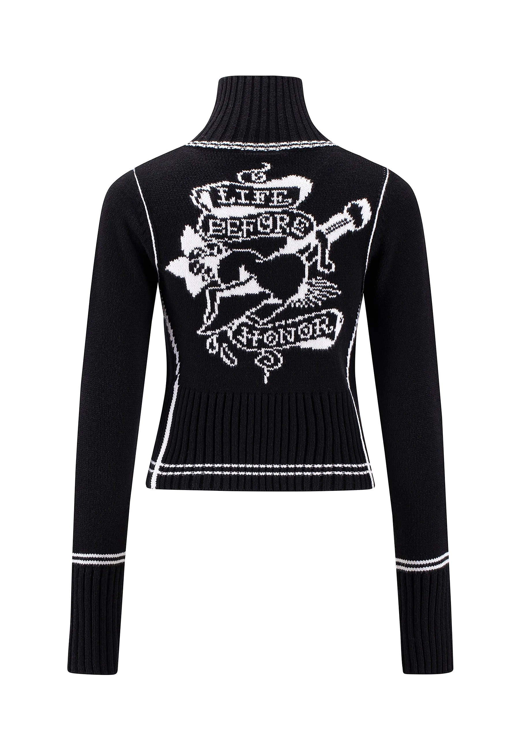 Black Knitted Zip Thru Jacket for Women